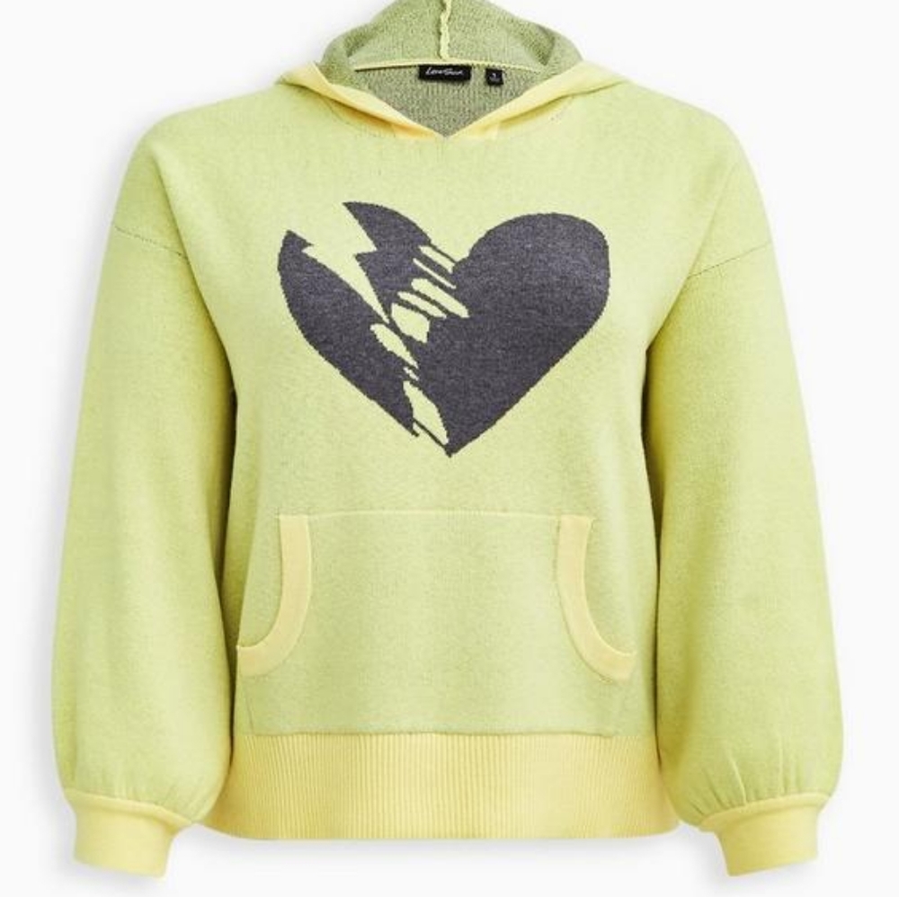 Torrid Yellow Crop Luxe Cozy Heart Sweater Hoodie - Picture 4 of 11